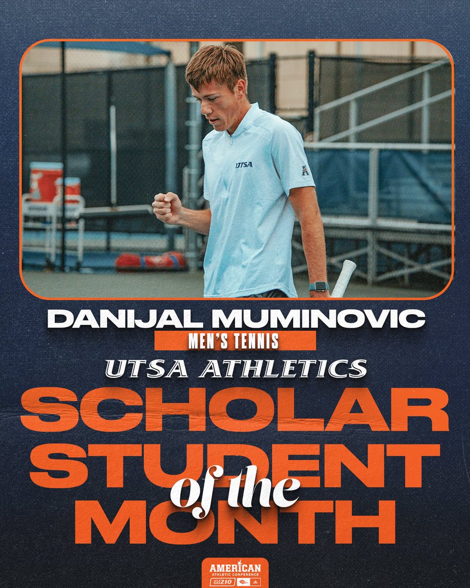 UTSAAthletics's tweet photo. Celebrating the UTSA Athletics Scholar Student of the Month, Danijal Muminovic of @UTSAMT! 

#BirdsUp 🤙 #LetsGo210 https://t.co/k1GSq4jw5k