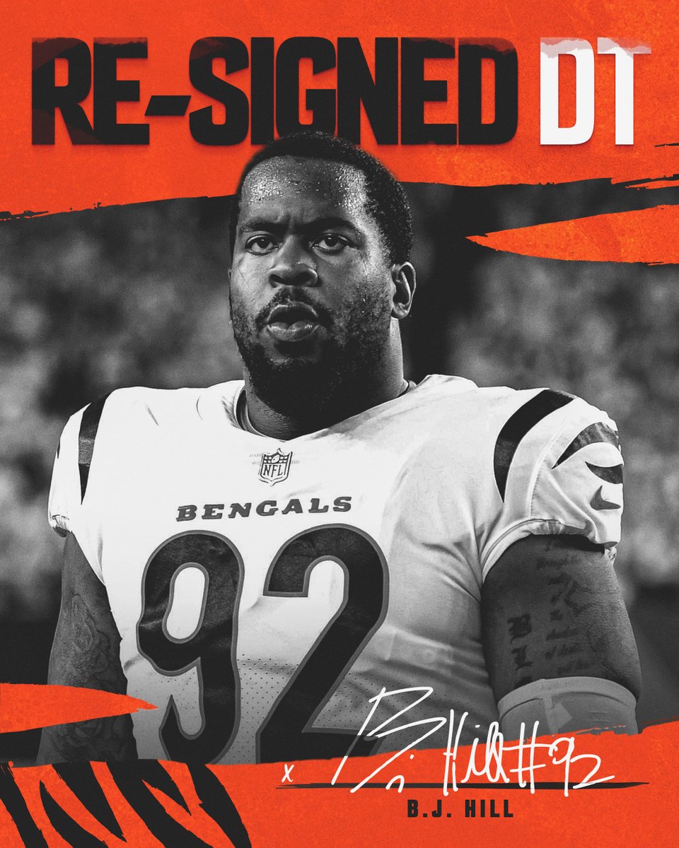 We have re-signed unrestricted free agent DT B.J. Hill to a three-year contract.

📰: go.bengals.com/BJHill