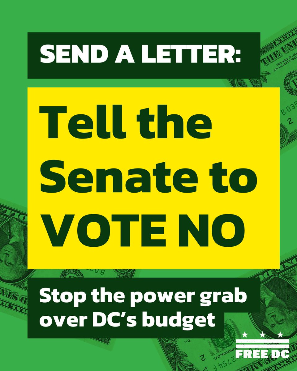 Conservatives are trying to grab power over DC's budget and it's up to all of us to stop it. MANY SENATORS ARE STILL UNDECIDED. 

Send a letter today and tomorrow telling Senators to VOTE NO on cloture and VOTE NO on this CR:
actionnetwork.org/letters/stop-t…