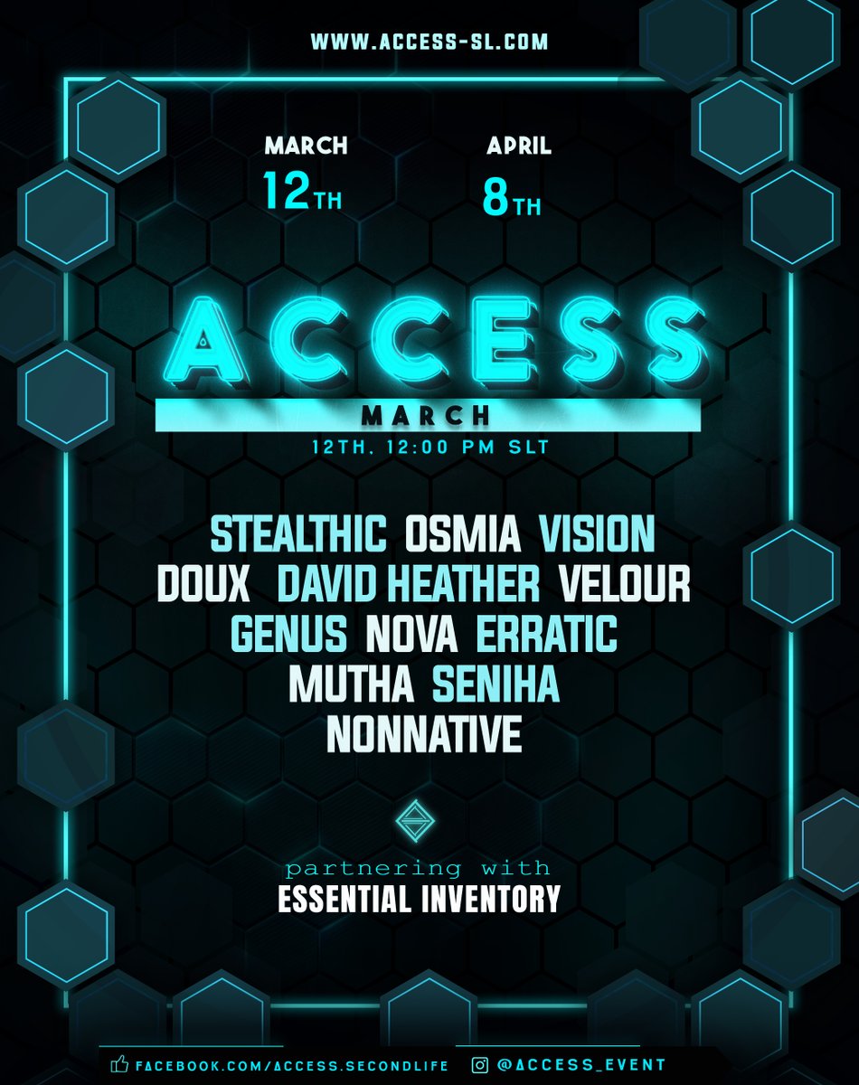 ✨ 𝗔𝗖𝗖𝗘𝗦𝗦 𝗠𝗮𝗿𝗰𝗵 - OPEN! 💙️ shop your favorite creators 💙️

💙  shop now: maps.secondlife.com/secondlife/ACC… 

💙 ️ 𝙀𝙨𝙨𝙚𝙣𝙩𝙞𝙖𝙡 𝙄𝙣𝙫𝙚𝙣𝙩𝙤𝙧𝙮 Gallery: essential-inventory.com/2025/access-ma…

#secondlife #accesevent