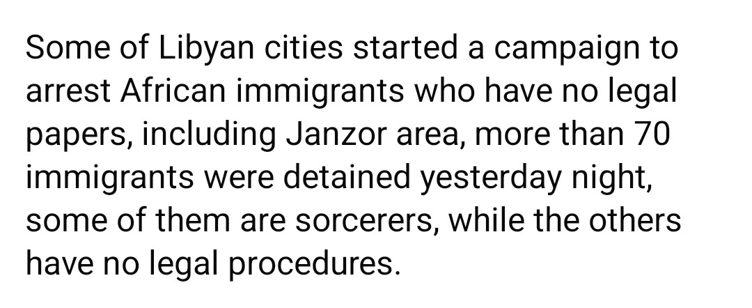 David177818399's tweet photo. Some of the Libyan Cities have started a campaign to arrest African migrants who have no legal papers 🤔😳🙆🇱🇾 #Libya #migrants #migration https://t.co/Wlus5gna0A