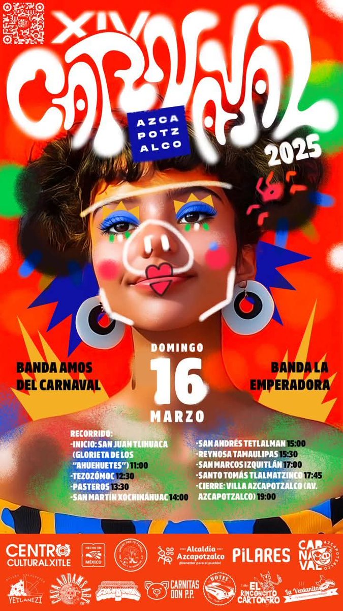 CarnavalAzcapo's tweet photo. Estimada @campechita estás cordialmente invitada a celebrar el XIV Carnaval de Azcapotzalco, la fiesta de cultura comunitaria más grande en tierras Tepanecas, el domingo 16 de marzo 2025 a partir de las 11 am https://t.co/WwJHr2ssvj