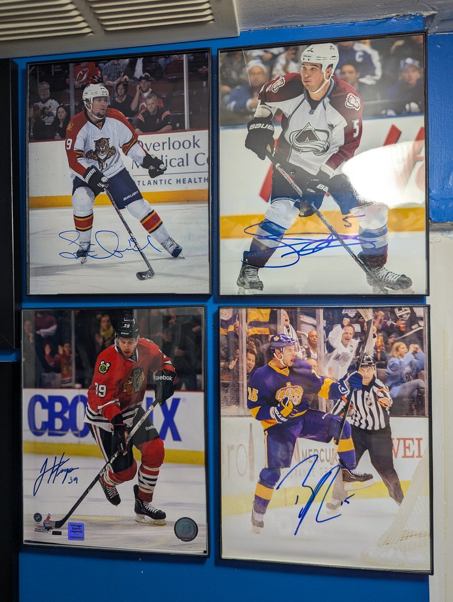 Finally got the crew of <a href="/MissinCurfew/">Missin Curfew</a> up on the wall <a href="/ScottieUpshall/">Scottie Upshall</a> <a href="/ShaneOBrien55/">Shane O'Brien</a> @brichrdson15 Jimmy Broadway Hayes (RIP) and <a href="/J_Swish24/">Jordan Schmaltz</a> I need to still get one of you fella haha. Cheers fellas 🍻 #missincurfew