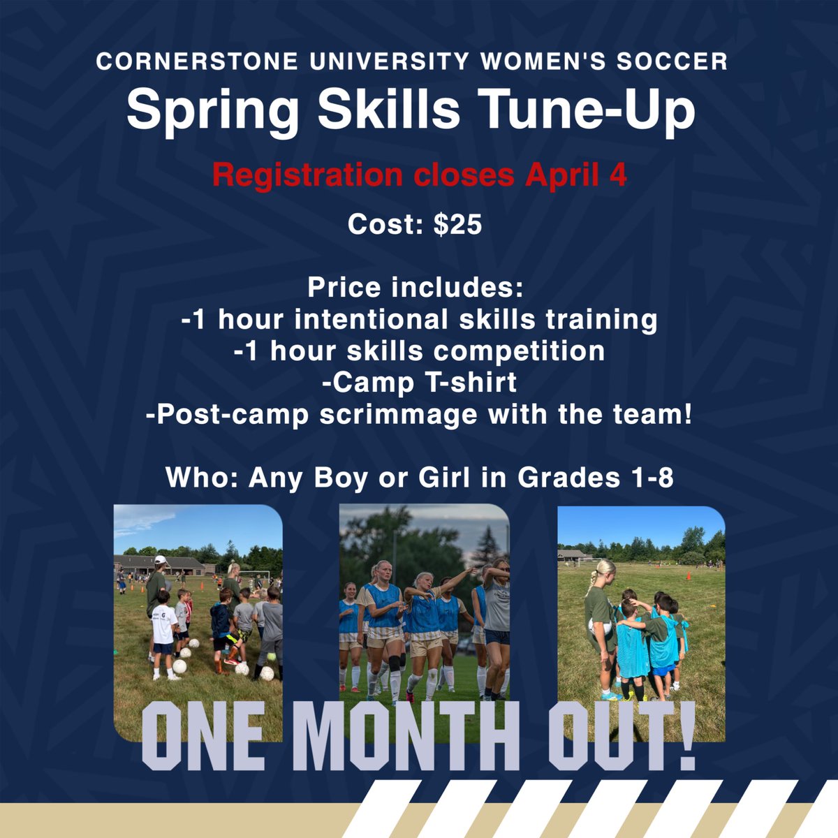 Hey 👋 Reminder we are ONE MONTH OUT from our spring skills clinic. Sign up now, spots are 🦅 filling 🦅 up 🦅 fast 🦅

🔗LINK linktr.ee/cornerstonewso… 🔗

#TogetherWeSOAR #BTS
