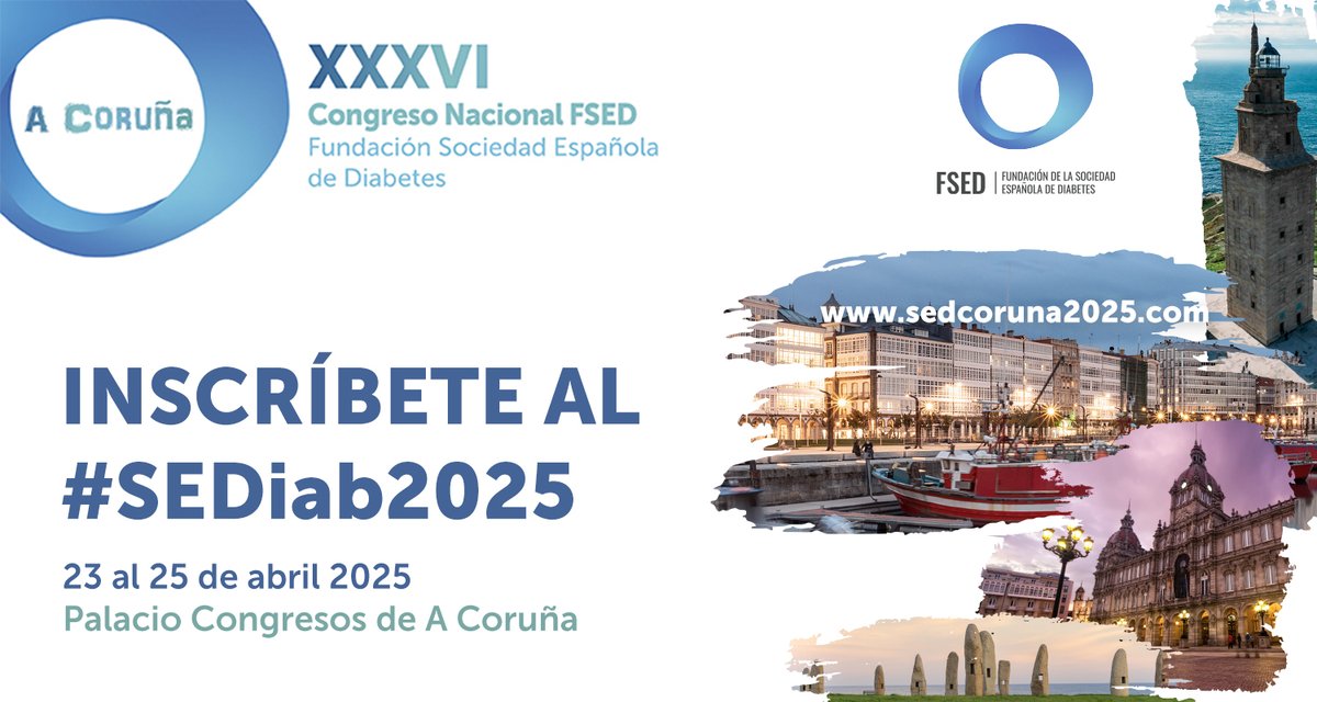 #SEDiab2025 ⏳ ¡El XXXVI Congreso Nacional de la FSED se acerca!

Tres días para compartir experiencias, descubrir avances en diabetes y conectar con expertos. No te quedes fuera.
📍 A Coruña
📅 23 al 25 de abril de 2025

🔗 Inscríbete aquí: sedcoruna2025.com

#DiabtESP