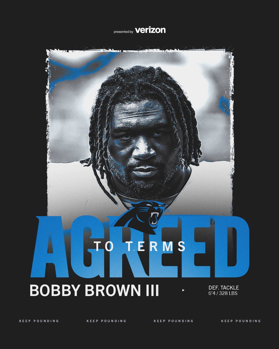 We have agreed to terms with Bobby Brown III

Learn more ⬇️
 panthers.com/news/new-leagu…

<a href="/Verizon/">Verizon</a> | #KeepPounding