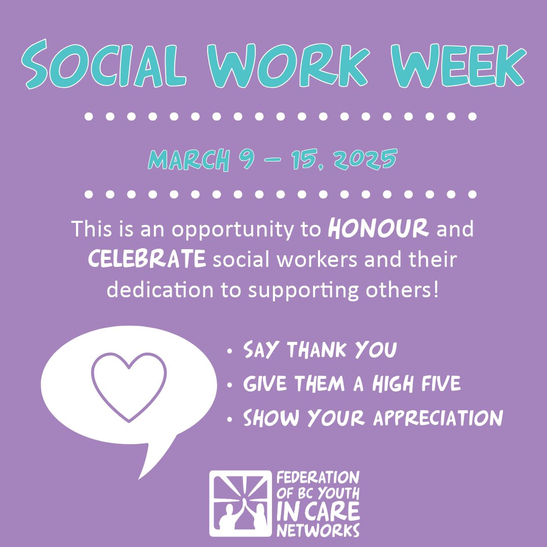 Happy #BCSocialWorkWeek! This week, we recognize the kindness, dedication, and hard work of social workers across BC. To all of the social workers out there, thank you for all that you do! 👏 #socialworkmatters #BCSocialWorkers