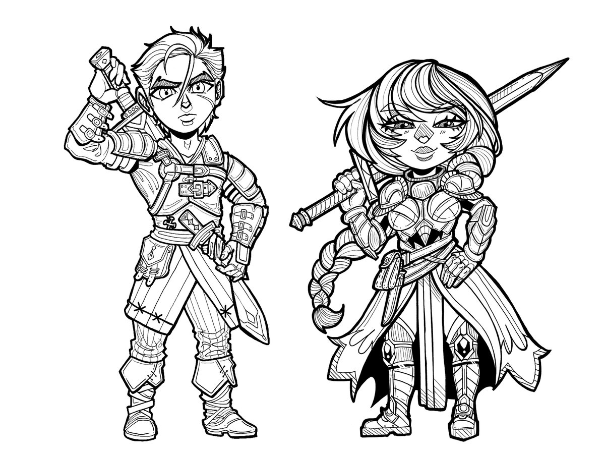 Linearts limpios ya para la posteridad 📷w📷 #dungeonsanddragons #tabletoprpgart #tabletoprpgartist #customcharacters #roleplaycharacters #lineart #lineart_ #lineartist #lineartwork #lineartillustration
