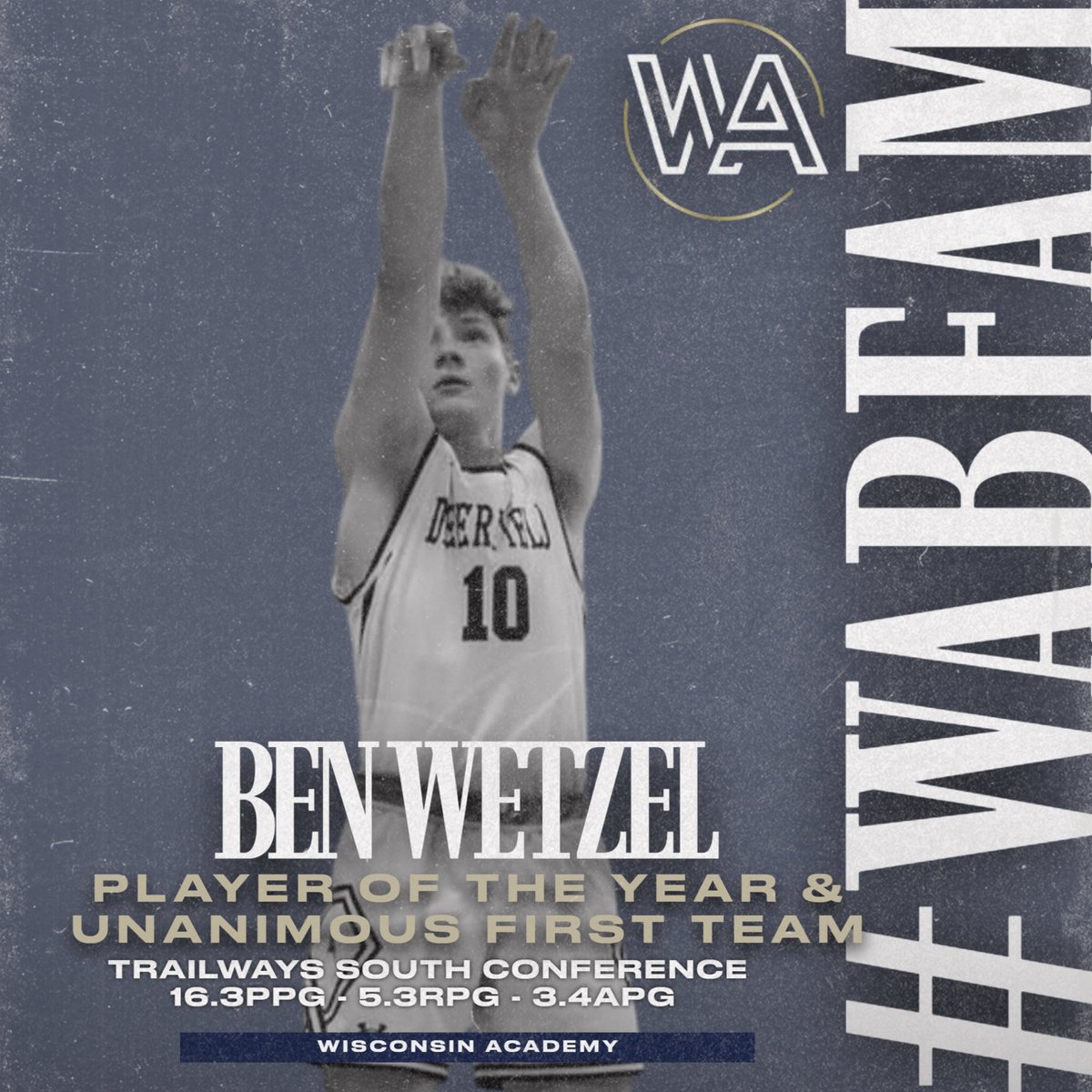 Wisconsin Academy (@wiscoacademy) on Twitter photo Congratulations to 2025 G Ben Wetzel (<a href="/BenWetzel_10/">Ben wetzel</a>) for being named the Trailways South Conference Player of the Year for the second year in a row!
Big time accomplishment for Ben! Unanimous 1st Team All Conference & Player of the Year for the Deerfield Senior!
#WABFam Congratulations to 2025 G Ben Wetzel (<a href="/BenWetzel_10/">Ben wetzel</a>) for being named the Trailways South Conference Player of the Year for the second year in a row!
Big time accomplishment for Ben! Unanimous 1st Team All Conference & Player of the Year for the Deerfield Senior!
#WABFam