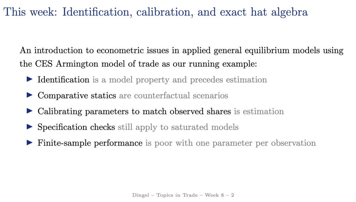 I am tentatively happy with how this lecture on "Identification, calibration, and exact hat algebra" turned out.

github.com/jdingel/econ69…
