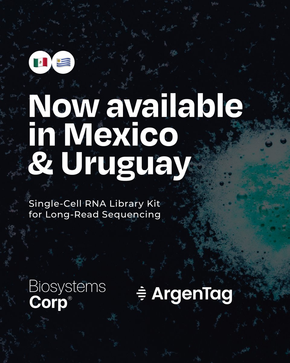 ArgenTag (@argentagbio) on Twitter photo Good news LATAM! 🌎 We are very pleased to announce today our Distribution partnership with BioSystems Corp.
Our single-cell kit for long-read sequencing is now also available in #Mexico & #Uruguay!
Contact us at welcome@argentag.com for more information. Good news LATAM! 🌎 We are very pleased to announce today our Distribution partnership with BioSystems Corp.
Our single-cell kit for long-read sequencing is now also available in #Mexico & #Uruguay!
Contact us at welcome@argentag.com for more information.