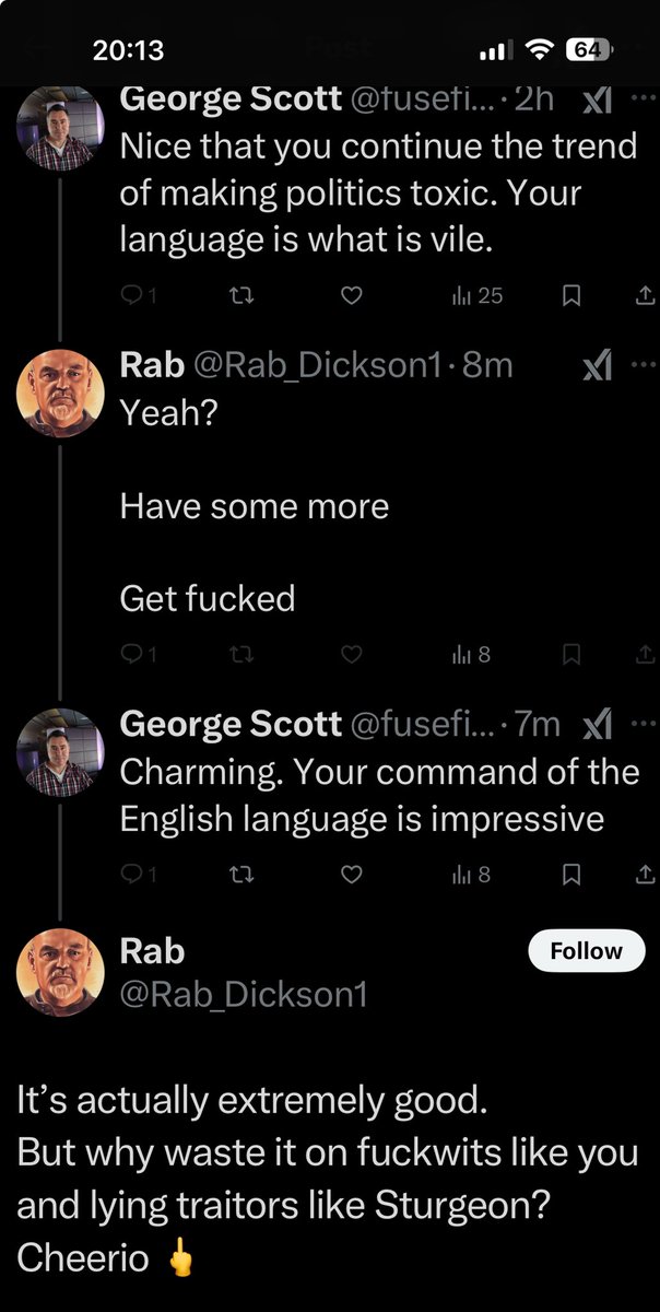 Shame that when challenging <a href="/Rab_Dickson1/">Rab</a>  about the toxic nature of the language of his post just causes him to spew further bile and then block me!  He is obviously a true man of integrity