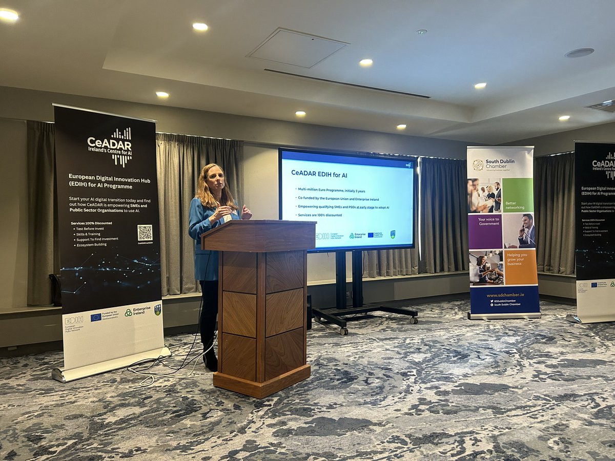 SDublinChamber's tweet image. Many thanks to the team in  @CeADARIreland who shared with 65 of our  member companies  insights  on AI. CeADAR outlined how businesses can start their digital journey, the supports available and the opportunities AI presents. Thank you to @PlazaTallaght