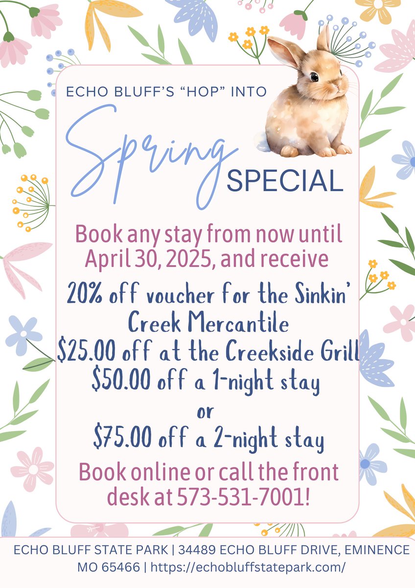 Hop into Spring with our exclusive Spring Special! 🌷 Enjoy our limited-time offer until April 30, 2025. Book online or call 573-531-7001. Don't miss out! 🐇