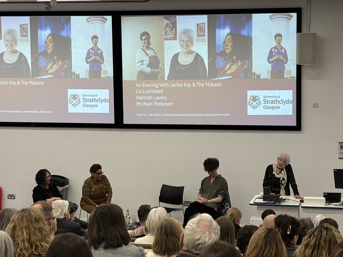 Chris McKenzie (@smujer) on Twitter photo Wonderful evening listening to and learning from some of Scotlands greatest poets <a href="/UniStrathclyde/">University of Strathclyde</a>. <a href="/JackieKayPoet/">Jackie Kay</a> <a href="/ScribePedersen/">Michael Pedersen</a> Liz Lochhead and Hannah Lavery. Wonderful evening listening to and learning from some of Scotlands greatest poets <a href="/UniStrathclyde/">University of Strathclyde</a>. <a href="/JackieKayPoet/">Jackie Kay</a> <a href="/ScribePedersen/">Michael Pedersen</a> Liz Lochhead and Hannah Lavery.
