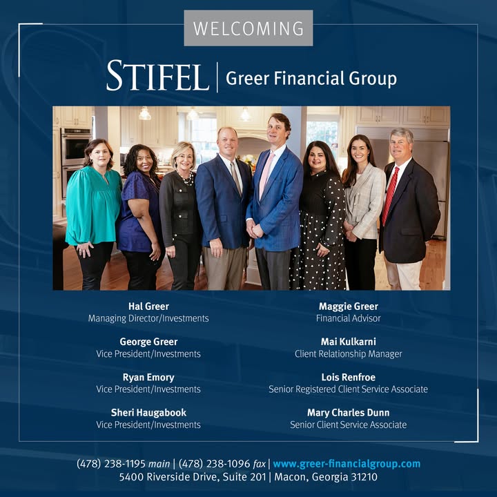 Please join us in welcoming Greer Financial Group to our newest office in Macon, Georgia! Formerly of Raymond James, where they were responsible for $1.35 billion in client assets, this entrepreneurial team of financial advisors, found Stifel to be the perfect fit for their
