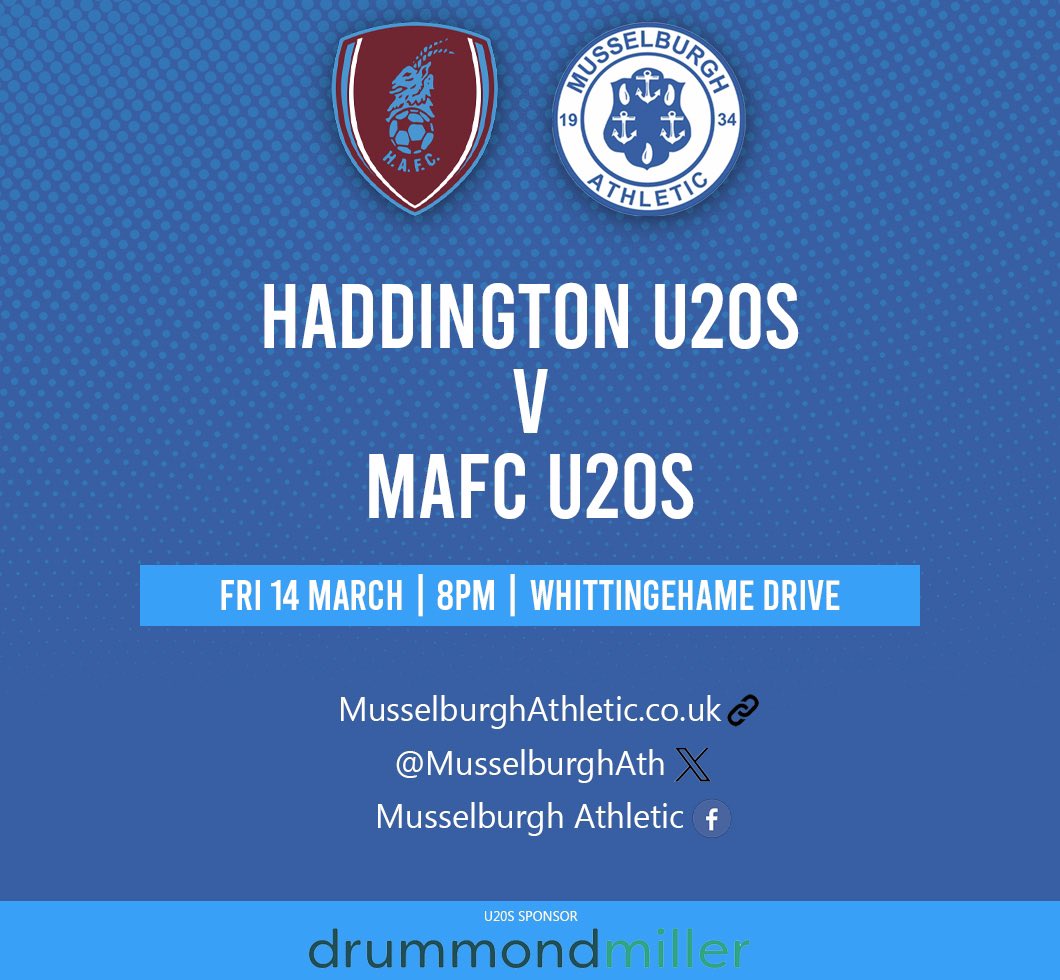 A top of the table clash awaits as our under 20S face 2nd place Haddington away from home this Friday night. A fixture not to be missed as the battle for the league title approaches its conclusion! 

📅 14/03/2024
🆚 Haddington 
🏟️ Whittingehame 
🏆 EOS Development League 
⌚️ 8pm