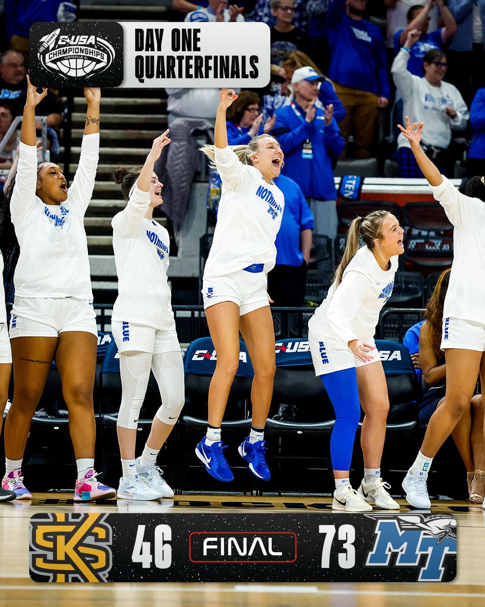 Conference USA (@conferenceusa) on Twitter photo The Blue Raiders go wire to wire in a convincing victory in the quarterfinals!
<a href="/MT_WBB/">Middle Tennessee Women's Basketball</a> | #NoLimitsOnUs The Blue Raiders go wire to wire in a convincing victory in the quarterfinals!
<a href="/MT_WBB/">Middle Tennessee Women's Basketball</a> | #NoLimitsOnUs