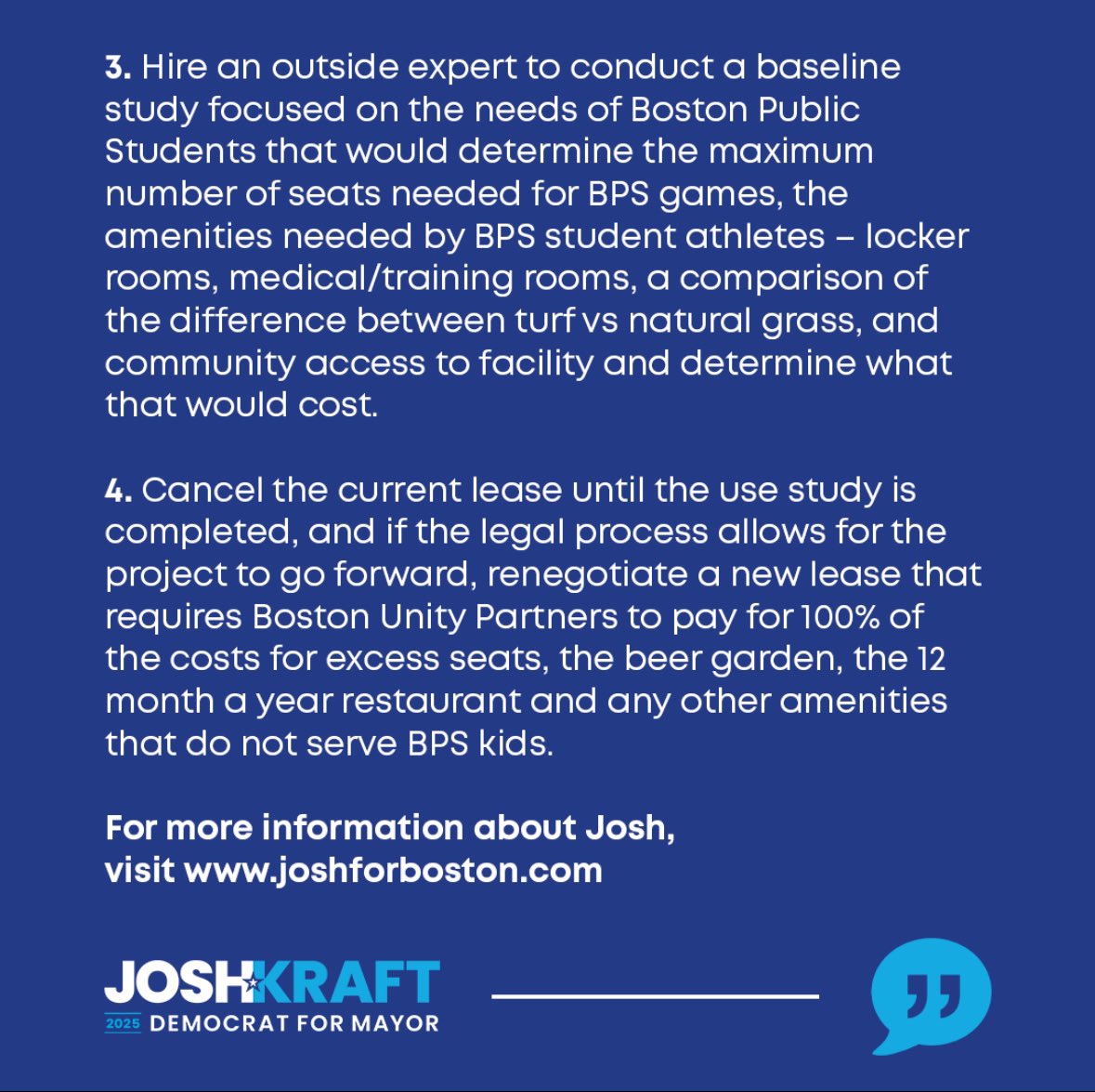 JoshKraftBoston's tweet photo. POV on White Stadium: Does it make sense to use Boston taxpayer dollars to fund 50% of a beer garden, a four season restaurant and excess seats on a stadium without an analysis focused on BPS kids? 🤔#boston #joshforboston #bps #whitestadium #bospoli https://t.co/F1mB5oKEfH