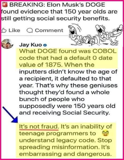 SOCIAL SECURITY IS WHAT EVERY HARD WORKING AMERICAN SET ASIDE FOR THEIR LIFE AFTER WORK.

BUT PATHETIC UNEDUCATE PEOPLE LIKE MUSK HAVE NO IDEA WHAT "REAL WORK IS ON A DAILY BASIS." 

LIVED IN WHITE , NAZI FAMILY AND HIS DADDY HANDED HIM ALL OF HIS WEALTH.  

"THAT IS A LOSER"