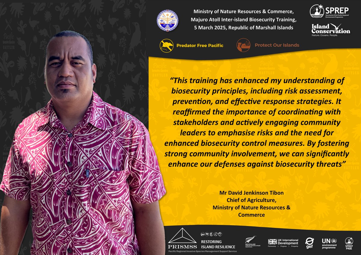SprepChannel's tweet photo. #MarshallIslands 🇲🇭 Steps Up Invasive Species Battle: Majuro Atoll Inter-Island Biosecurity Training
Read more 🔗https://t.co/MeSAeRHGYp
#ResilientPacific #PRISMSS https://t.co/HkHtM6TZA6