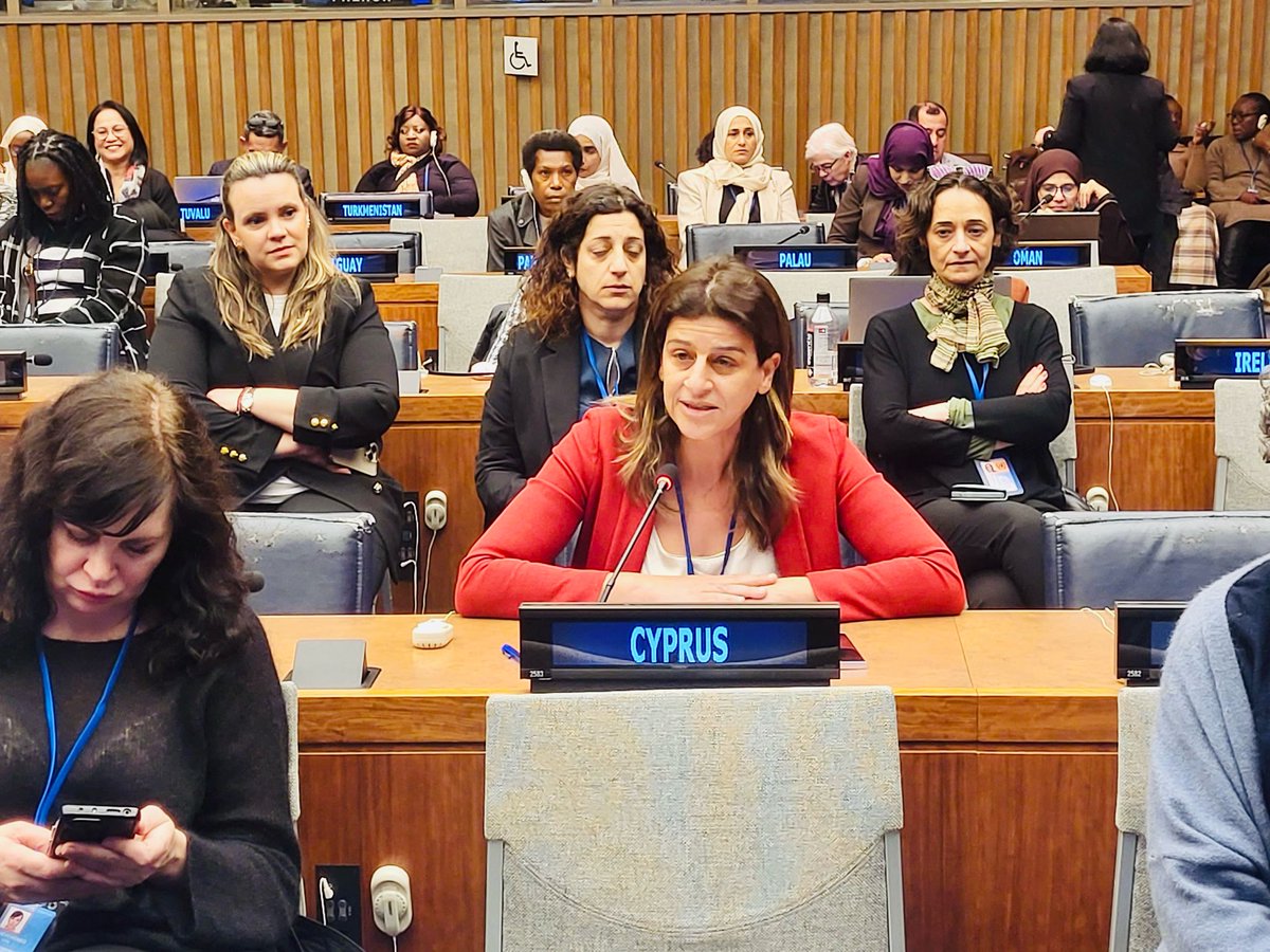 #CSW69| At the Ministerial Segment, <a href="/JosieChristodou/">Josie Christodoulou</a> highlighted that #Cyprus 🇨🇾 institutionalized the <a href="/CommissionerGE/">Office of the Commissioner for Gender Equality</a> by adopting a law, thus strengthened the national mechanism, &amp; underlined the importance to collaborate w/ the national machinery &amp; #CSOs for #GenderEquality