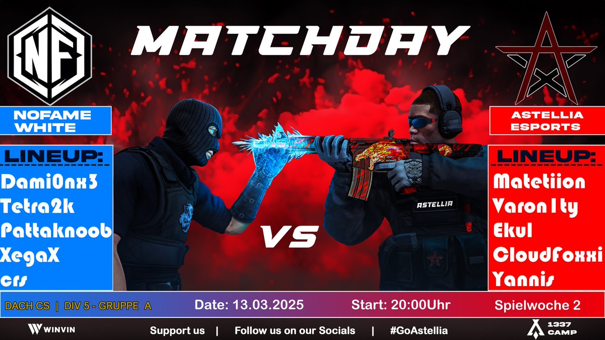Astellia eSports (@astelliaesports) on Twitter photo Neue Woche, neues Brett vor der Nase.
Spielwoche 2 der <a href="/dachcs/">DACH CS Masters</a> steht an und wir haben einiges gut zu machen von letzter Woche gegen einen erneut starken Gegner!
🆚 <a href="/NoFameOfficial/">NoFameOfficial</a> (White)
📅 13.03.2025
🕗 20:00Uhr
🎥 twitch.tv/nofameofficial
Bis morgen im Chat! #GoAstellia Neue Woche, neues Brett vor der Nase.
Spielwoche 2 der <a href="/dachcs/">DACH CS Masters</a> steht an und wir haben einiges gut zu machen von letzter Woche gegen einen erneut starken Gegner!
🆚 <a href="/NoFameOfficial/">NoFameOfficial</a> (White)
📅 13.03.2025
🕗 20:00Uhr
🎥 twitch.tv/nofameofficial
Bis morgen im Chat! #GoAstellia