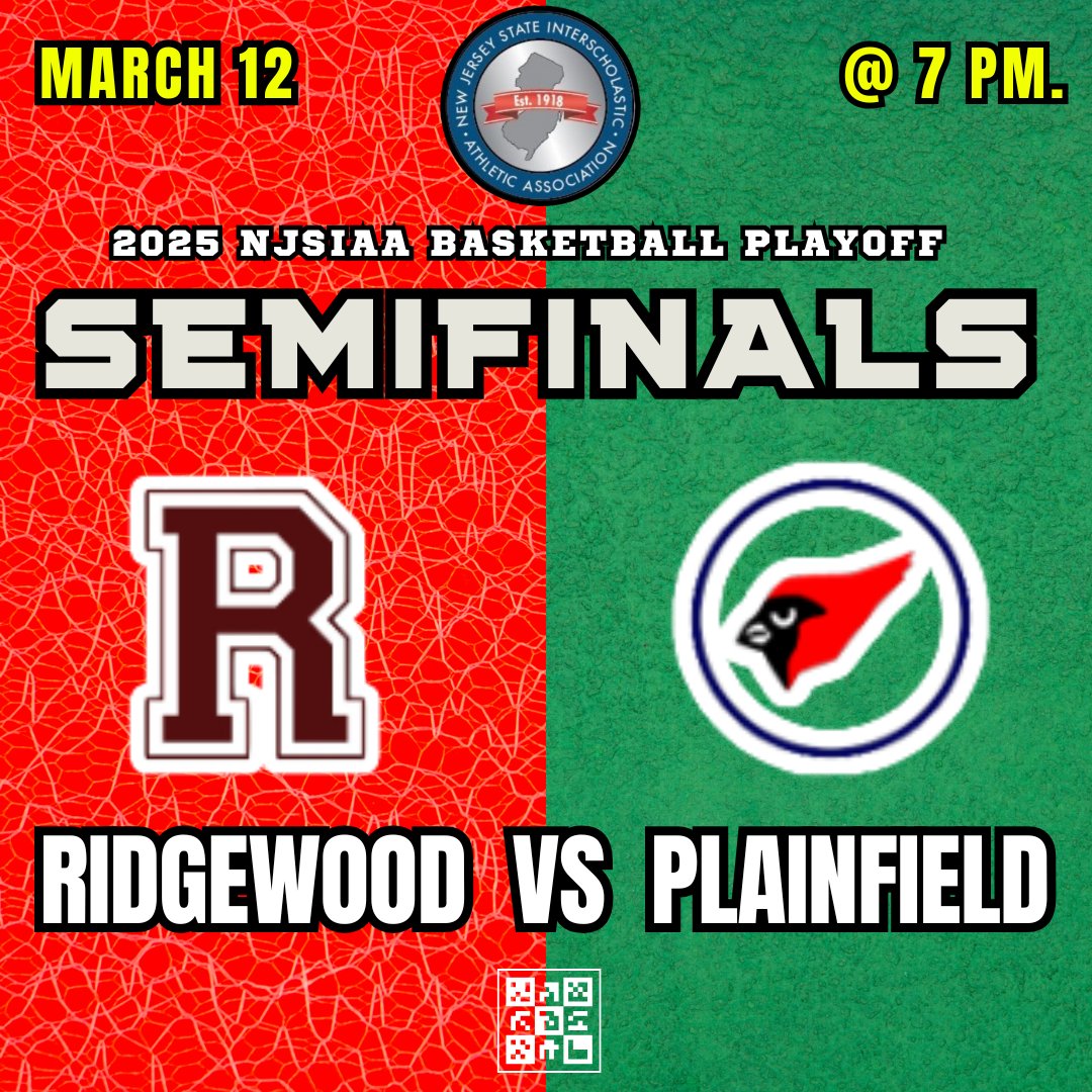 🔥𝙂𝘼𝙈𝙀𝘿𝘼𝙔
📢 NJSIAA PLAYOFFS (State Semifinals)
🏀 Ridgewood 🆚️ Plainfield
📺 Live on: bit.ly/3YiqwI0
🗓 Today, March 12
⏰️7p.
<a href="/shawnsimmonss/">Shawn Simmons</a> <a href="/ImaniMullings/">Imani Mullings</a> <a href="/maziyahr2/">Ma’Ziyah Richards</a> @LadyCardz <a href="/DRETHETRAINER5/">Andre Dabney</a> <a href="/MicahGg1/">Micah Gordon</a> <a href="/ExaminerNJ/">Reggie Malz</a> <a href="/RHS_Bball_Girls/">RHS Girls Basketball</a> <a href="/Maroon_Sports/">RHS Athletics</a>
