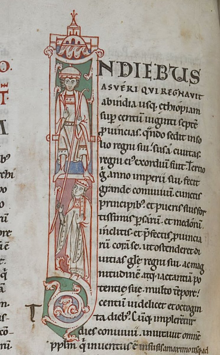 Ennius (@red_loeb) on Twitter photo Initial 'I'(n diebus) depicting Ahasuerus and Esther at the beginning of Esther
BL Harley 2804; the 'Worms Bible'; 12th century; Germany; f.130v <a href="/BLMedieval/">Medieval Manuscripts</a> Initial 'I'(n diebus) depicting Ahasuerus and Esther at the beginning of Esther
BL Harley 2804; the 'Worms Bible'; 12th century; Germany; f.130v <a href="/BLMedieval/">Medieval Manuscripts</a>