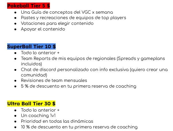 Luego de muchas encuestas, me toca anunciar un proyecto que me hace mucha ilusión 🎉

Después de escuchar a la comunidad y las opiniones de mis amigos, preparé estas tiers, cada una con sus respectivos beneficios 💡

No quiero que esto se convierta en un lugar donde solo publique