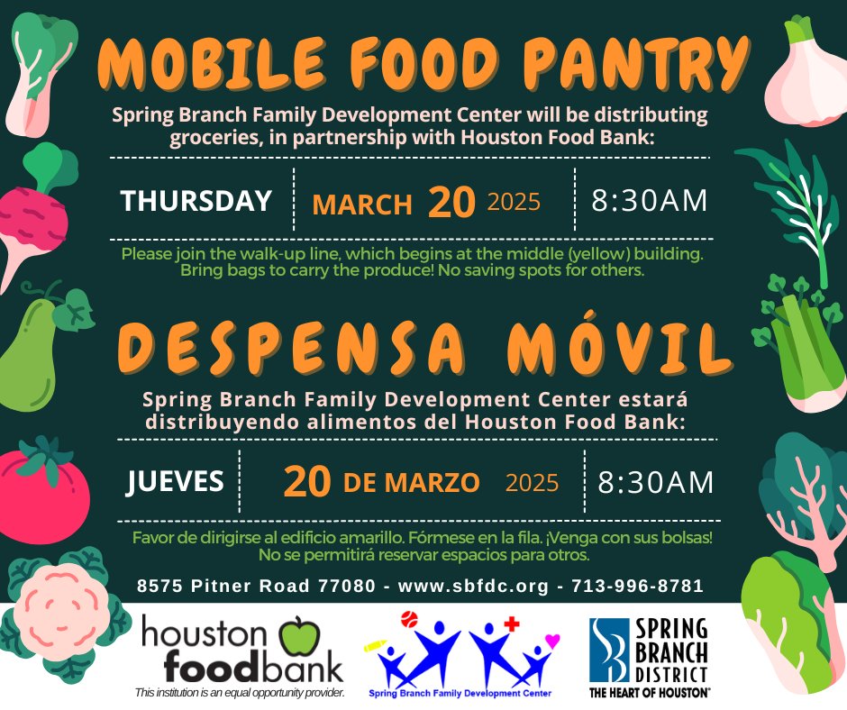 SBFDC (@sbfdcenter) on Twitter photo Thursday, March 20: <a href="/HoustonFoodBank/">Houston Food Bank</a> Mobile Food Pantry with <a href="/SBFDCenter/">SBFDC</a>
Jueves 20 de Marzo: Despensa MĂłvil de Houston Food Bank con #SBFDCenter
Thank you, <a href="/SpringBranchMD/">Spring Branch, HOU</a>, for helping alleviate food insecurity. Thursday, March 20: <a href="/HoustonFoodBank/">Houston Food Bank</a> Mobile Food Pantry with <a href="/SBFDCenter/">SBFDC</a>
Jueves 20 de Marzo: Despensa MĂłvil de Houston Food Bank con #SBFDCenter
Thank you, <a href="/SpringBranchMD/">Spring Branch, HOU</a>, for helping alleviate food insecurity.