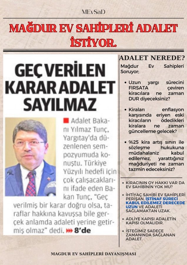 #EvsahibineAdalet Kira uyarlaması edimler arasındaki denge bozulduğunda herzaman açılabilir bu hakkı vermemek için covid salgın hastalık ve ekonomik kriz olağandışı birşey olmamıştır demek hak yemektir haksızlığa destek çıkmaktır 5 sene bekle bedava otursun 5 senede tespit davası