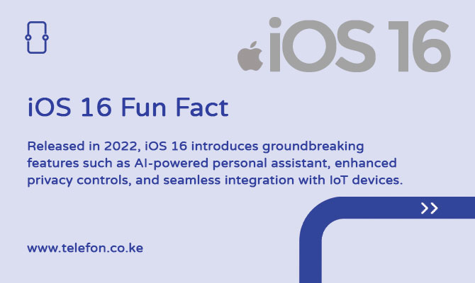 telefonKE's tweet photo. Dive into the future with iOS 16! Released in 2022, iOS 16 introduces groundbreaking features such as AI-powered personal assistant, enhanced privacy controls, and seamless integration with IoT devices. Experience the pinnacle of innovation! #FutureOfiOS #Telefon https://t.co/obkvqGCr64
