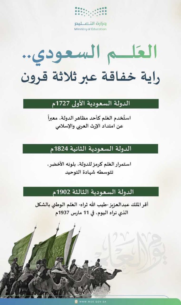 العلم السعودي🇸🇦.. 
رمز للوحدة والسيادة، ودلالة وطنية نفتخر بها
#يوم_العلم
#تعليم_محايل_عسير 
#وزارة_التعليم