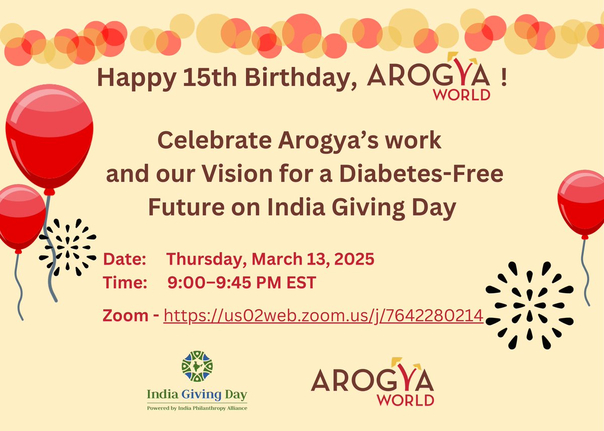 Arogya World (@arogyaworld) on Twitter photo Join us on India Giving Day and celebrate the work done by the Arogya World team.
Day: Thursday
Date: March 13, 2025
Click here: lnkd.in/dfcrYN4U
<a href="/phil_india/">India Philanthropy Alliance</a> <a href="/IndiasporaForum/">Indiaspora</a> Join us on India Giving Day and celebrate the work done by the Arogya World team.
Day: Thursday
Date: March 13, 2025
Click here: lnkd.in/dfcrYN4U
<a href="/phil_india/">India Philanthropy Alliance</a> <a href="/IndiasporaForum/">Indiaspora</a>