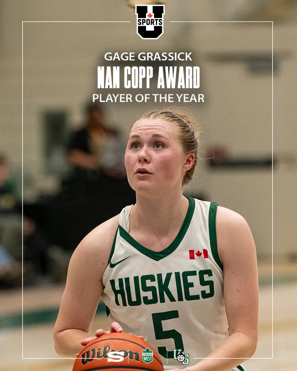 Huskie Athletics (@huskieathletics) on Twitter photo The best of the best!🤩🇨🇦
Congratulations to Gage Grassick of <a href="/HuskieWBB/">USask Huskies Women’s Basketball</a> on being named to the Nan Copp Trophy winner as the <a href="/USPORTSca/">U SPORTS</a> Player of the Year.
In her fourth year Grassick led the Huskies to a 10th <a href="/CanadaWest/">Canada West</a> title, averaging 18.4 points per game and leading the The best of the best!🤩🇨🇦
Congratulations to Gage Grassick of <a href="/HuskieWBB/">USask Huskies Women’s Basketball</a> on being named to the Nan Copp Trophy winner as the <a href="/USPORTSca/">U SPORTS</a> Player of the Year.
In her fourth year Grassick led the Huskies to a 10th <a href="/CanadaWest/">Canada West</a> title, averaging 18.4 points per game and leading the