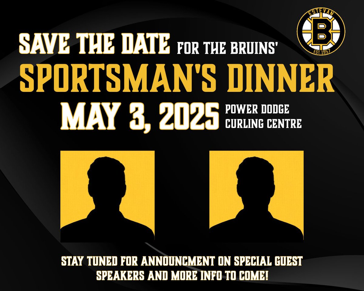 ‼️Make sure to SAVE THE DATE for our 2025 Sportsman’s Dinner‼️🤩

This year’s event will take place May 3 at the Power Dodge Curling Centre! Stay tuned for announcements about our special guest speakers &amp; other details on the event!