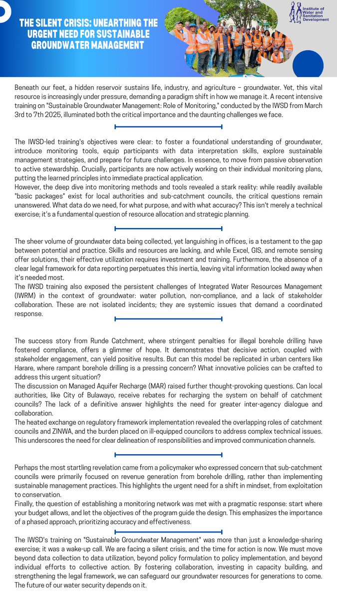 Thought-provoking groundwater issues demand stakeholder action! 🤝 Dive into key insights from our recent workshop in the photo below. Let's collaborate! #Groundwater #StakeholderEngagement #WaterPolicy
#Sustainability #Climatechange #resiliencebuilding