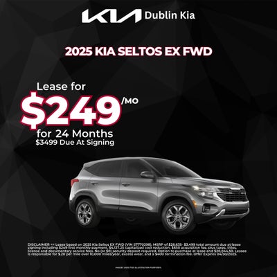 DublinKiaDealer's tweet image. Urban Adventure? 🌆 Style &amp;amp; practicality meet in the 2025 Seltos EX FWD! Lease for $249/mo, $3,499 down. Versatile SUV! 🚙 #KiaSeltos #UrbanSUV #PracticalStyle

Shop For Yours at 👉 p1.tt/3XGRKIQ