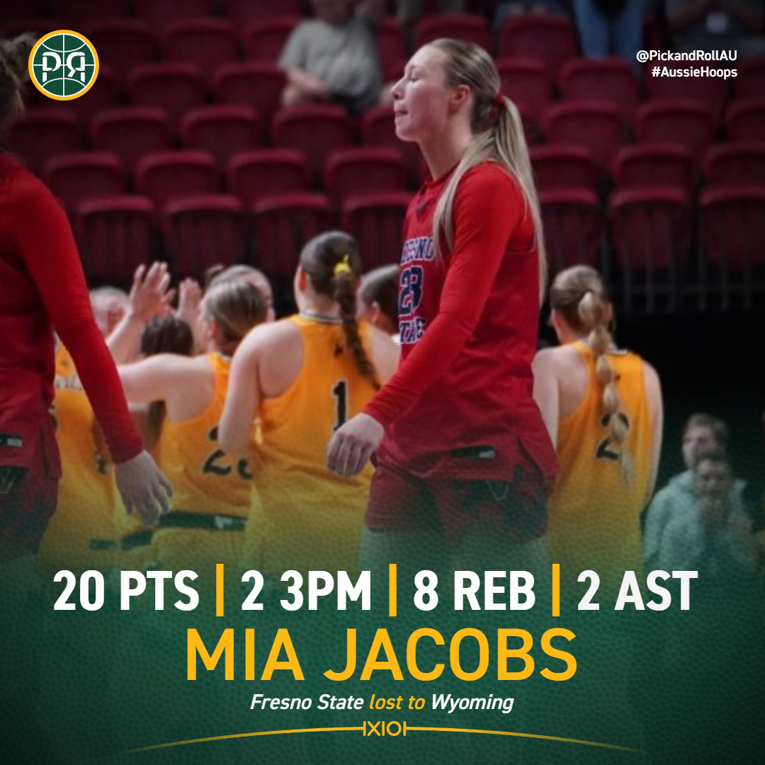 PickandRollAU's tweet image. Mia Jacobs was just 2 rebounds shy of a third straight double-double as Fresno State's Cinderella run in the Mountain West Championship came to an end in the semifinals at the hands of Wyoming, 45-57. 
#AussieHoops #ChampWeek