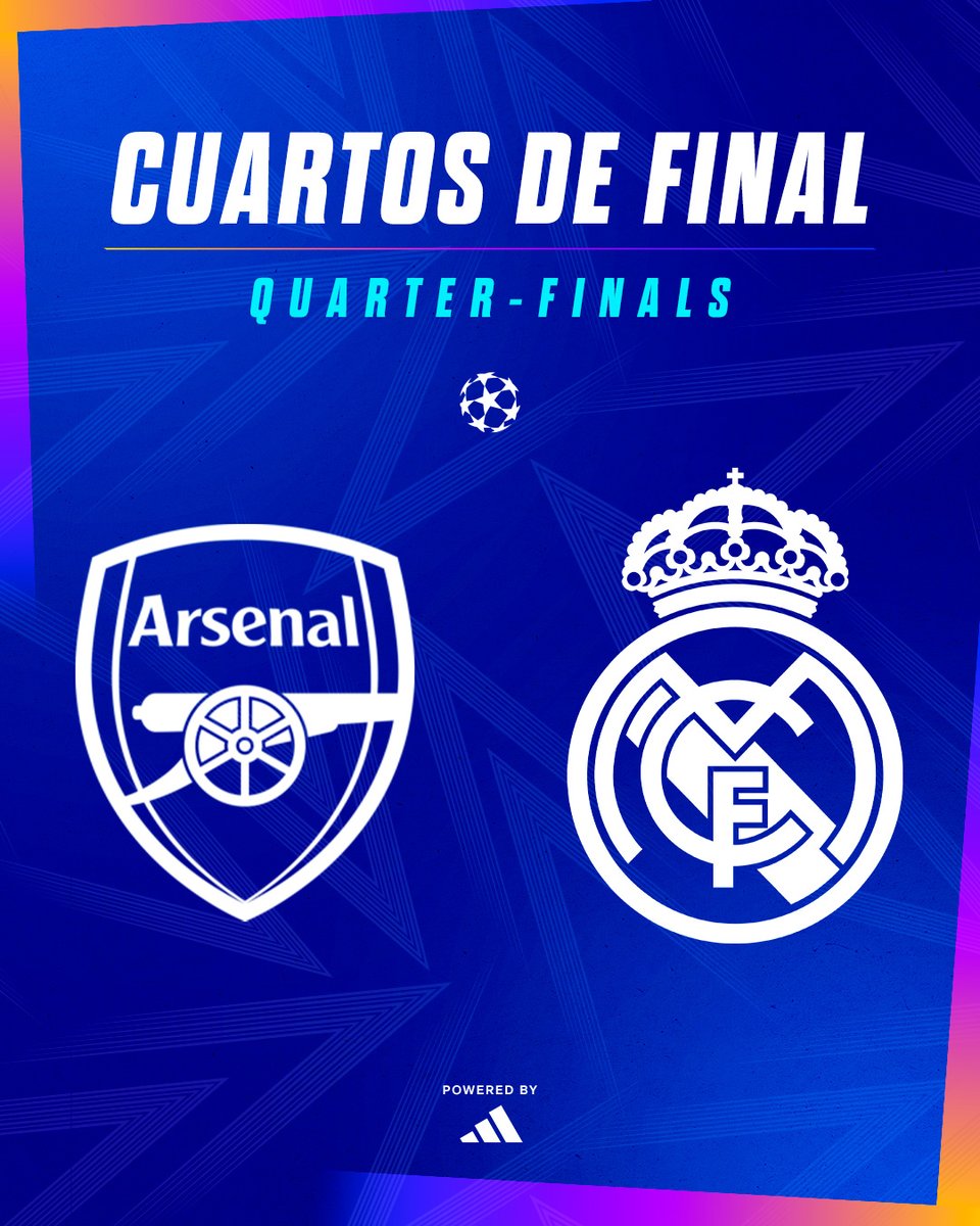 🆚 ¡El <a href="/Arsenal/">Arsenal</a> será nuestro rival en los cuartos de final de la <a href="/LigadeCampeones/">Liga de Campeones</a>!
🏆 <a href="/adidasfootball/">adidas Football</a>