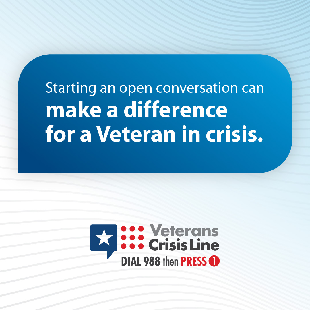 Asking a #Veteran if they are having thoughts of suicide might feel daunting, but it won't give them the idea or increase their risk. Be the one to start the conversation—it might save a life. 

Start here: VeteransCrisisLine.net/CrisisConversa….