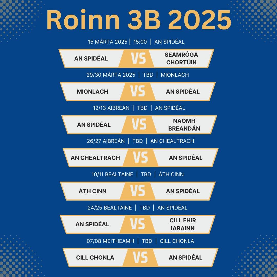 CLG_AnSpideal's tweet image. Cuirfidh na peileadóirí tús le Séasúr 2025 an deireadh seachtaine seo agus iad le haghaidh a thabhairt ar @CortoonShamrock sa gcéad bhabhta den sraith.

Sa mbaile a bheidh an cluiche agus cuirfear tús leis ag 3.00pm Dé Sathairn. Bí linn!
#AnSpidéalAbú💙💛
