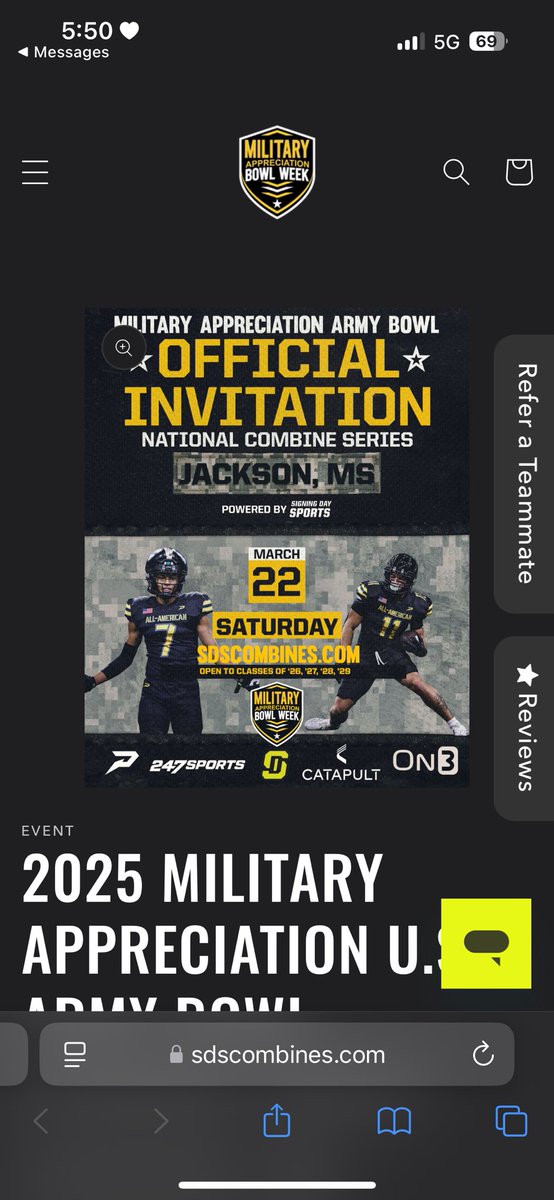 Gabriel Shaffer (@1gabeshaffer) on Twitter photo Blessed to receive an invite from
<a href="/JJKilgore_SDS/">JJ Kilgore</a> for the Military Appreciation Army Bowl Combine.looking forward to showing what l've got
<a href="/CoachJones_75/">Jermaine Jones Jr</a> <a href="/Coach_Samp/">Leandrius L. Sampson Jr</a> <a href="/KjMoore53/">K’veonMoore53</a>
<a href="/Marlin_Jones54/">MarlinJones</a> <a href="/charliemorton_/">Charlie Morton</a>
<a href="/CoachTDyess/">Teddy Dyess</a> <a href="/Gridiron_CoachT/">Coach Twhite</a> Blessed to receive an invite from
<a href="/JJKilgore_SDS/">JJ Kilgore</a> for the Military Appreciation Army Bowl Combine.looking forward to showing what l've got
<a href="/CoachJones_75/">Jermaine Jones Jr</a> <a href="/Coach_Samp/">Leandrius L. Sampson Jr</a> <a href="/KjMoore53/">K’veonMoore53</a>
<a href="/Marlin_Jones54/">MarlinJones</a> <a href="/charliemorton_/">Charlie Morton</a>
<a href="/CoachTDyess/">Teddy Dyess</a> <a href="/Gridiron_CoachT/">Coach Twhite</a>