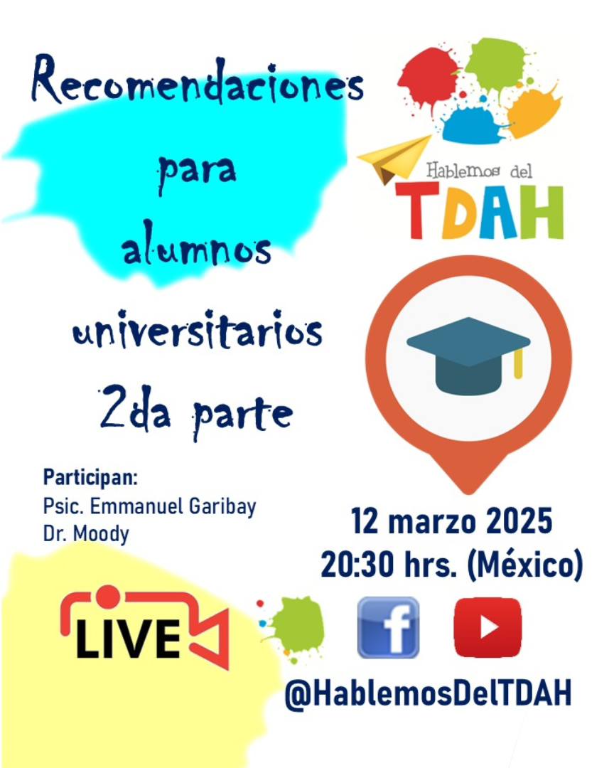 NeurodesarrolloyConducta (@nconducta) on Twitter photo Recomendaciones para alumnos universitarios 2da parte. Este será el tema que discutiremos hoy en la transmisión en vivo de <a href="/HablemosDelTDAH/">Hablemos del TDAH</a>. Los esperamos a las 8:30 p.m. tiempo del Centro de México. #HablemosDelTDAH #TDAH #TDAHdelAdulto #HablemosDeSaludMental Recomendaciones para alumnos universitarios 2da parte. Este será el tema que discutiremos hoy en la transmisión en vivo de <a href="/HablemosDelTDAH/">Hablemos del TDAH</a>. Los esperamos a las 8:30 p.m. tiempo del Centro de México. #HablemosDelTDAH #TDAH #TDAHdelAdulto #HablemosDeSaludMental