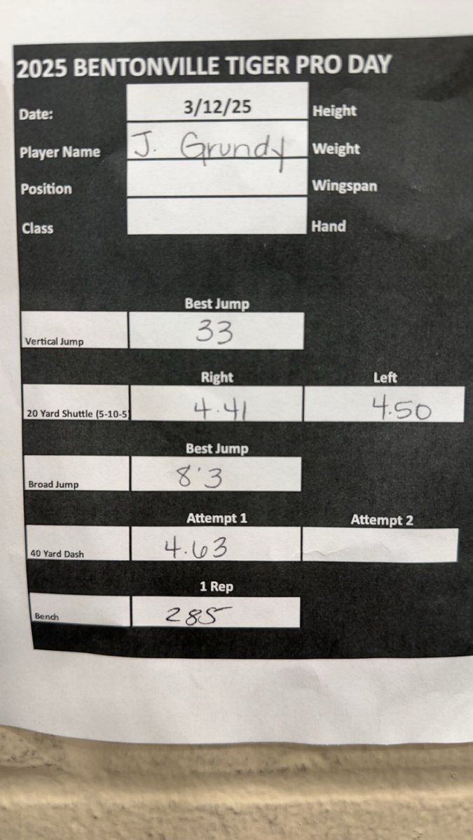 Had a great PRO DAY!!!!

Height
 6’2 
Weight
 227 
#DFT
