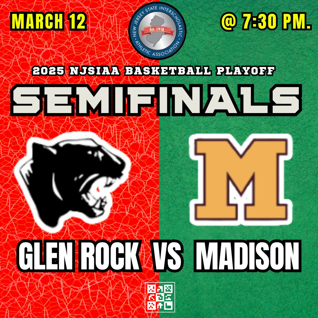 🔥𝙂𝘼𝙈𝙀𝘿𝘼𝙔
📢 NJSIAA PLAYOFFS (State Semifinals)
🏀 Glen Rock 🆚️ Madison
📺 Live on: bit.ly/3YiqwI0
🗓 Today, March 12
⏰️7:30p.
<a href="/MadisonNJPS/">Madison Public Schools</a> <a href="/laurenknego/">Lauren Knego</a> <a href="/DodgerAthletics/">Madison HS Athletics NJ</a> <a href="/TheGlenEchoGRHS/">The Glen Echo</a> <a href="/CoachMcCarten/">Coach McCarten</a> <a href="/grpssupt/">Glen Rock Public Schools</a> <a href="/GRPSHighSchool/">Glen Rock HS</a> <a href="/deimeke03/">Jeff Deimeke</a>