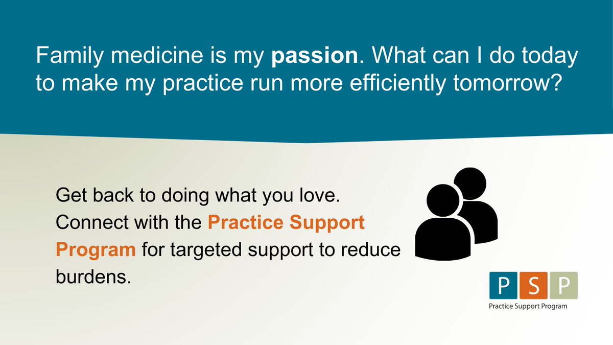 Family doctors: Contact the Practice Support Program for more information on what supports are available to get you back to doing what you love: patient care. ow.ly/UMw350VgNWK