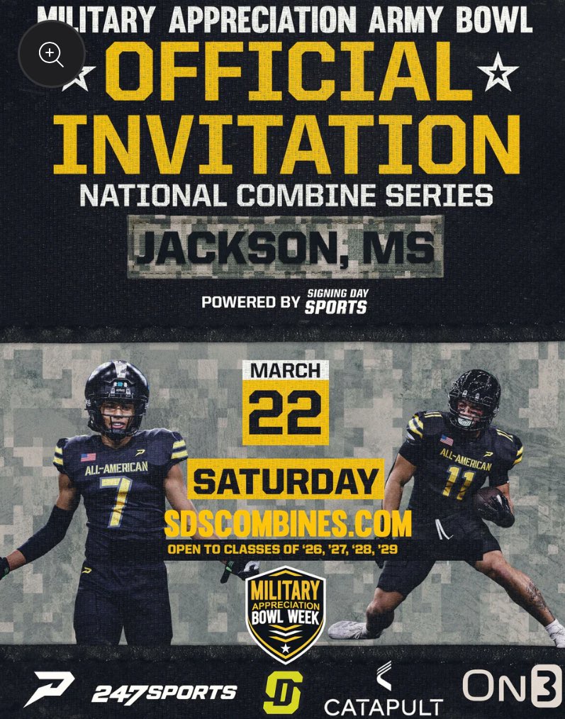 James Patterson (@james_p_benton) on Twitter photo Excited to receive an invite from <a href="/JJKilgore_SDS/">JJ Kilgore</a> for the Military Appreciation Army Bowl Combine. Ready to Work! <a href="/CoachJones_75/">Jermaine Jones Jr</a> <a href="/CoachTDyess/">Teddy Dyess</a> <a href="/CoachEBigby/">Evan Bigby</a> <a href="/Coach_Samp/">Leandrius L. Sampson Jr</a> <a href="/KjMoore53/">K’veonMoore53</a> <a href="/1GabeShaffer/">Gabriel Shaffer</a> <a href="/Marlin_Jones54/">MarlinJones</a> Excited to receive an invite from <a href="/JJKilgore_SDS/">JJ Kilgore</a> for the Military Appreciation Army Bowl Combine. Ready to Work! <a href="/CoachJones_75/">Jermaine Jones Jr</a> <a href="/CoachTDyess/">Teddy Dyess</a> <a href="/CoachEBigby/">Evan Bigby</a> <a href="/Coach_Samp/">Leandrius L. Sampson Jr</a> <a href="/KjMoore53/">K’veonMoore53</a> <a href="/1GabeShaffer/">Gabriel Shaffer</a> <a href="/Marlin_Jones54/">MarlinJones</a>