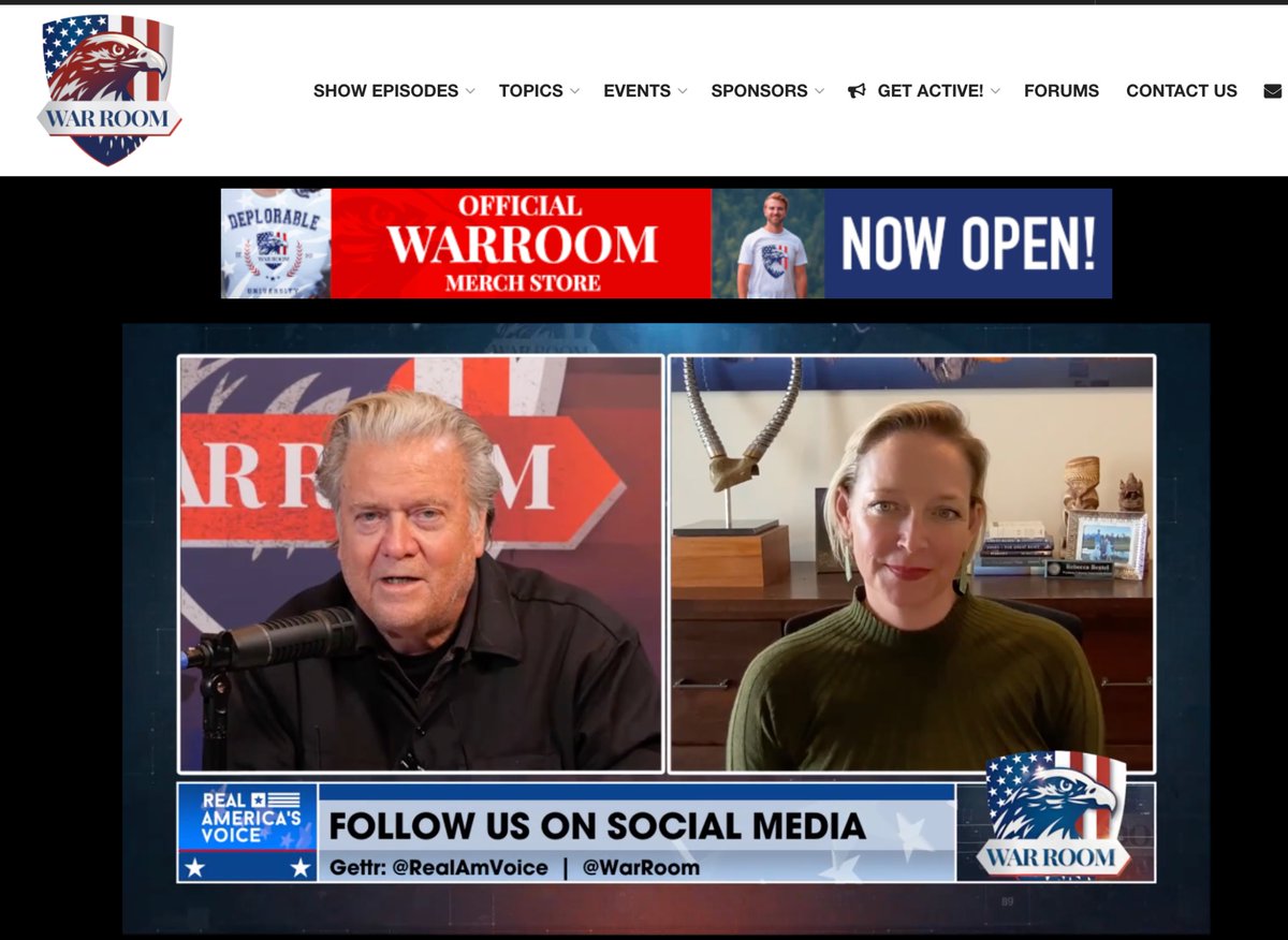 RebeccaBextel's tweet photo. Please check out my interview with Steve Bannon on the War Room. It starts at 1:16. https://t.co/T7FExWmO0d https://t.co/u9vSgjaKYH